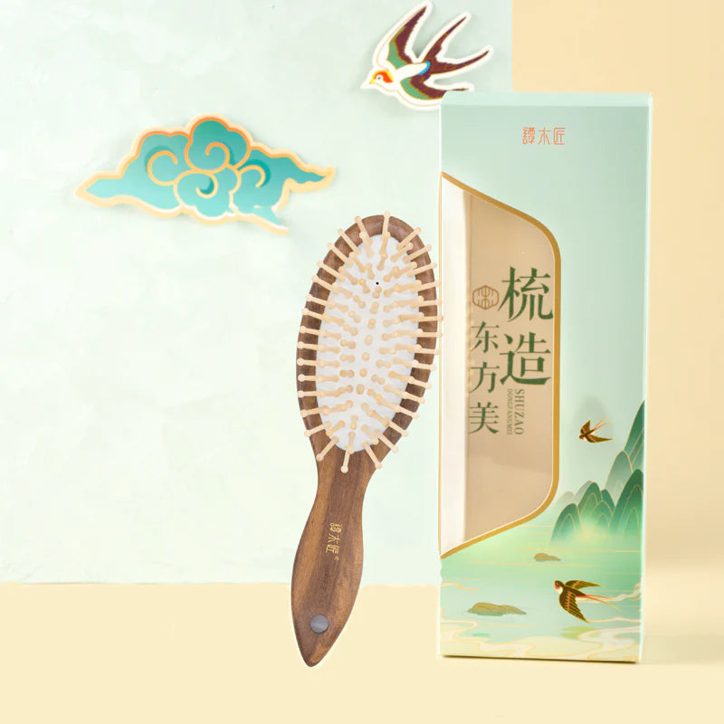 TEAK & RUTACEAE WOODEN HAIR BRUSH