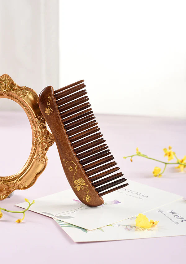 WOODEN COMB DOUBLE-TEETH-INSERTED